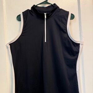 Tail Women’s Sleeveless Navy and White Zip-Up Golf Top